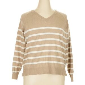 Primark V-Neck Sweater - Tan and White Stripes